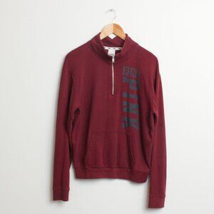 Pink Victorias Secret Sweater Womens Small Maroon Quarter Zip Pullover